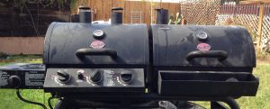 Double grill for roasting salsa fixings and smoking tofu!