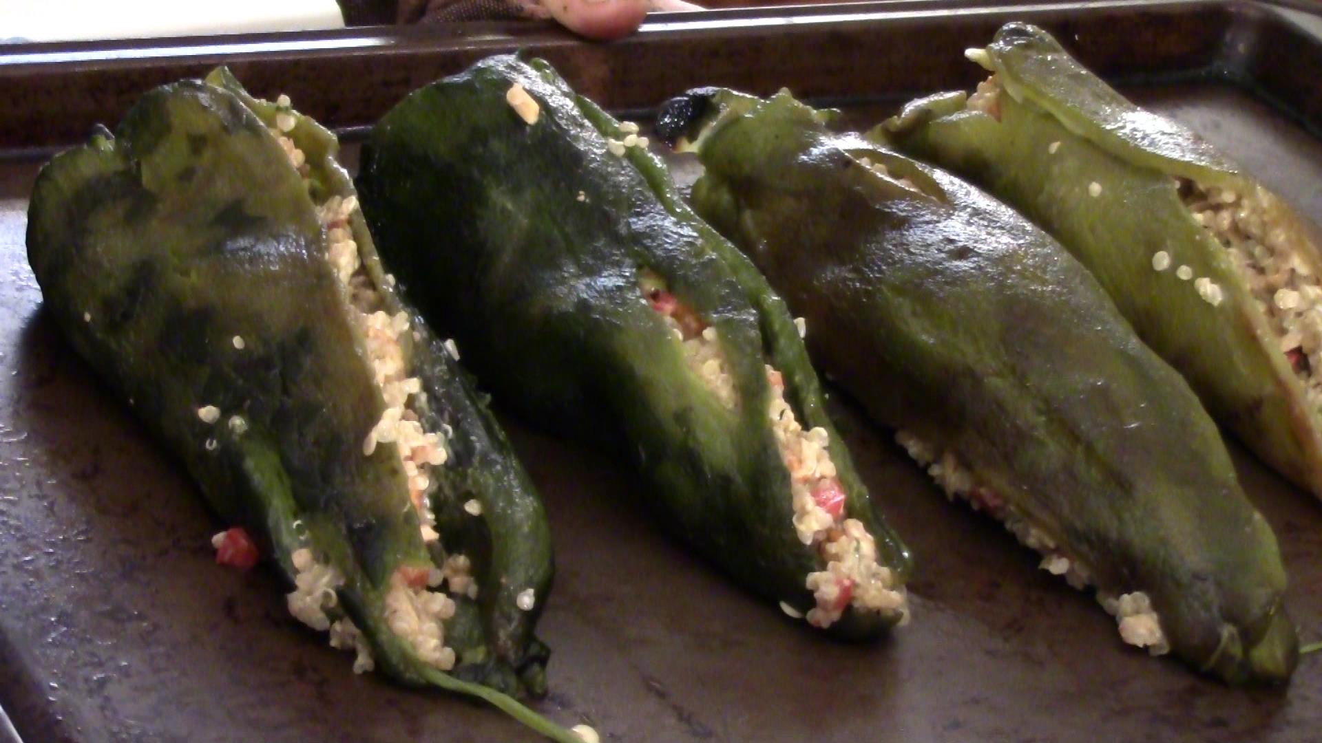 Creamy Quinoa Stuffed Poblano Chilies