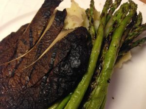 Grilled asparagus and portabello mushroom, with vegan whipped potatoes. One of my go to entrees for an elegant meal.